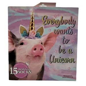 NWT Everyone Wants To Be A Unicorn Advent Calendar Socks Shoe Size 4-10 Women's